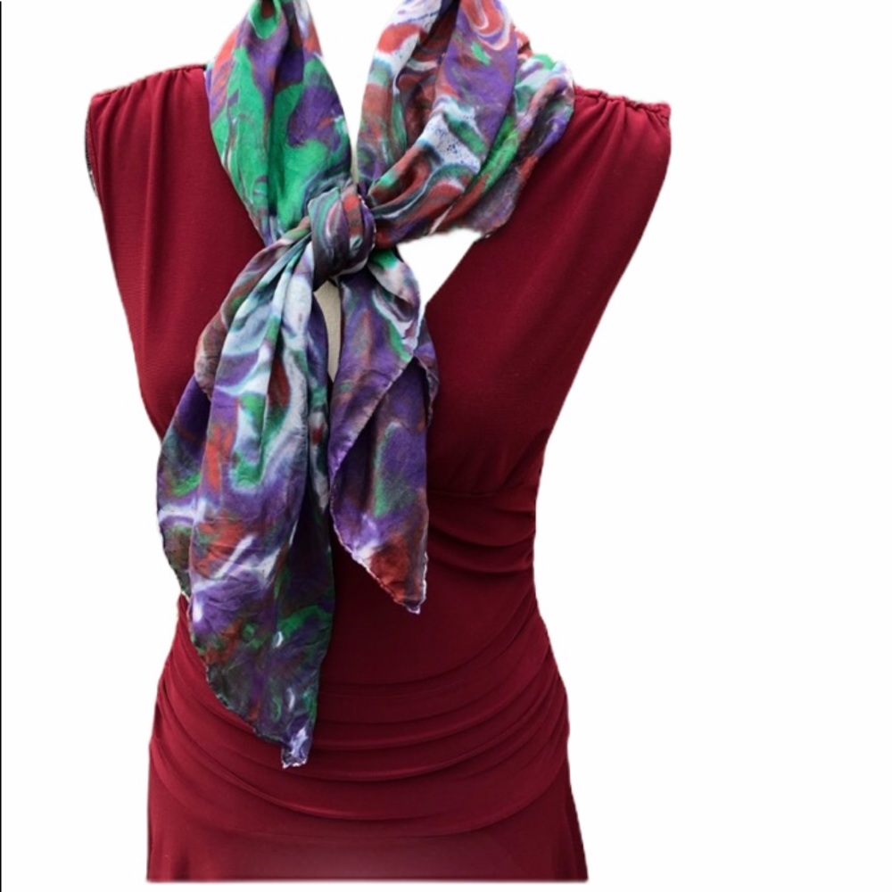Jewel Tone Printed Silk Scarf